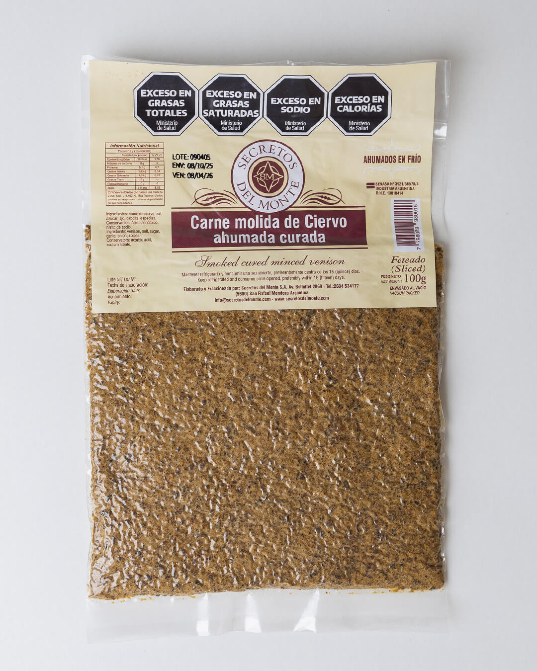 Carne molida de ciervo ahumada curada 1kg